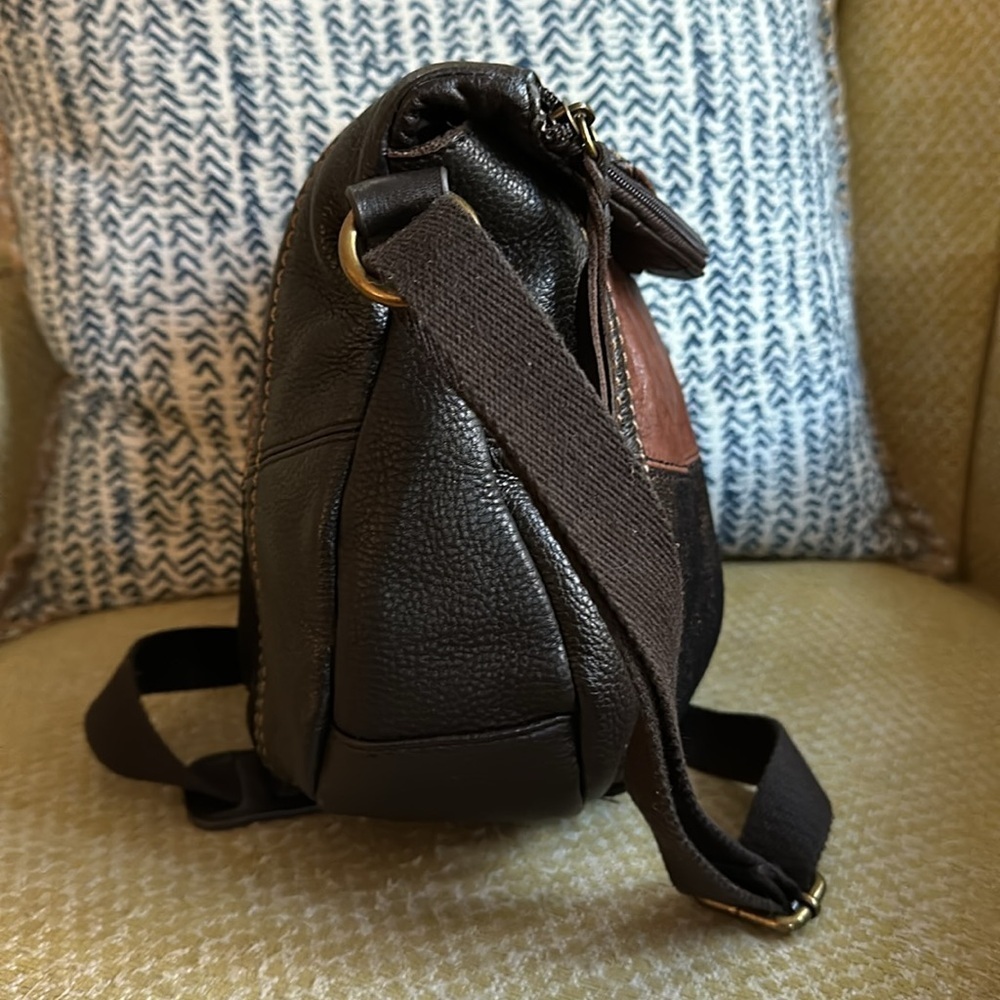 The Sak Indio Leather Patchwork Crossbody Bag - Black/Brown/Metallic Copper - Picture 7 of 15
